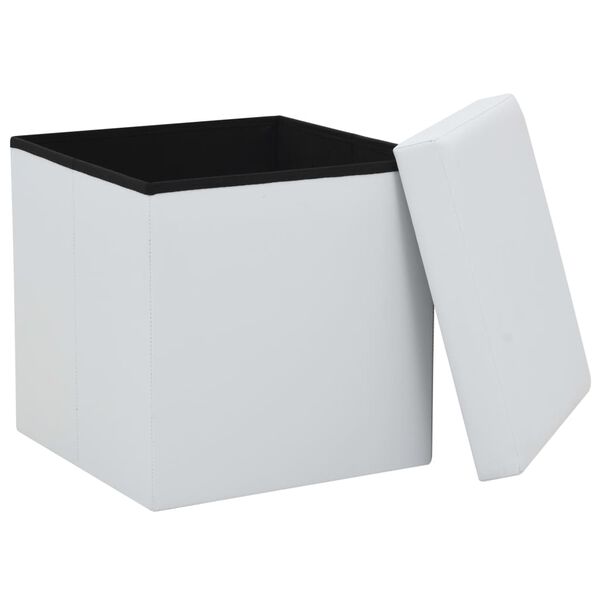 vidaXL Tabourets de rangement pliables lot de 2 blanc similicuir