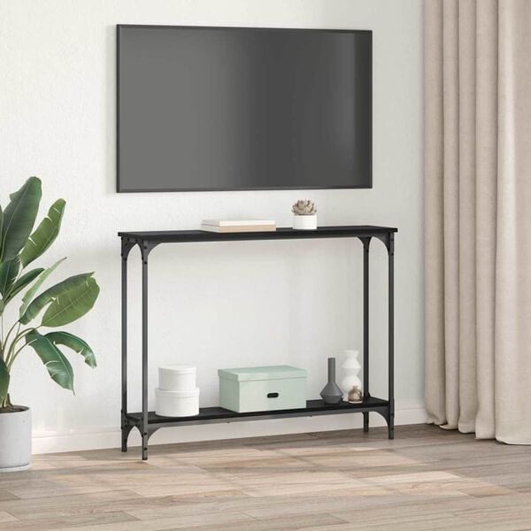 vidaXL Table console Ch&ecirc;ne noir 100 x 22,5 x 75 cm Bois d'ing&eacute;nierie