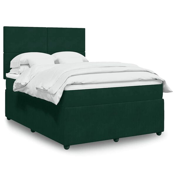 vidaXL Sommier &agrave; lattes de lit et matelas Vert fonc&eacute; 160x200cm Velours