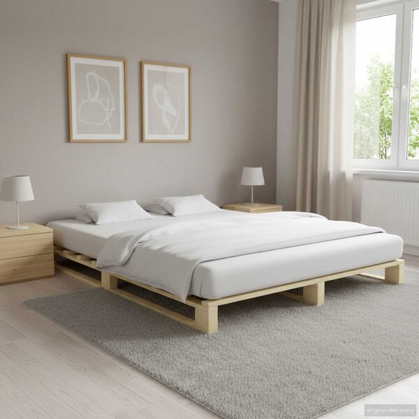 vidaXL Cadre de lit de palette sans matelas 200x200 cm bois massif pin