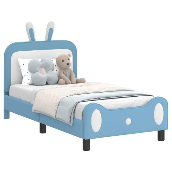 vidaXL Cadre de lit pour enfants avec tête de lit Bleu 80 x 160 cm PU