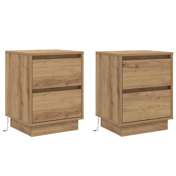 vidaXL Cabinet de chevet 2 pcs Ch&ecirc;ne artisanal 39 x 34,5 x 50 cm