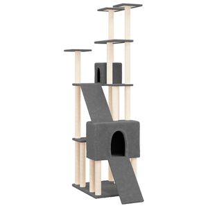 vidaXL Arbre &agrave; chat avec griffoirs en sisal Gris fonc&eacute; 190 cm