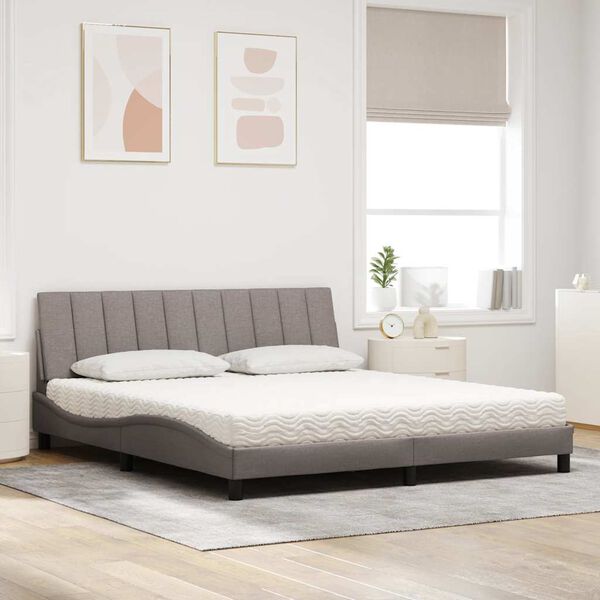 vidaXL Lit avec matelas Hanko taupe 180x200 cm tissu