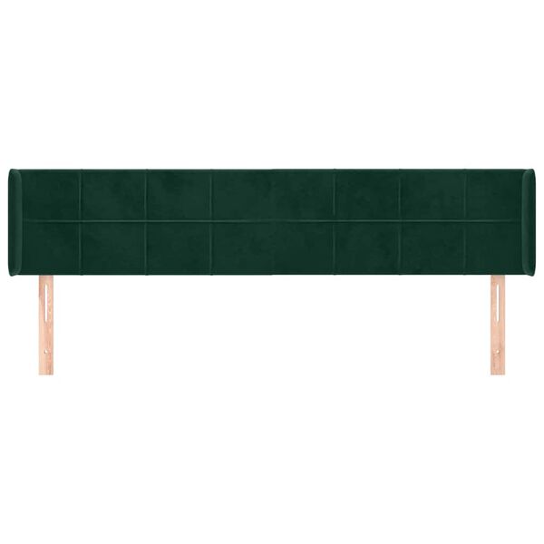 vidaXL T&ecirc;te de lit avec oreilles Vert fonc&eacute; 183x16x78/88 cm Velours