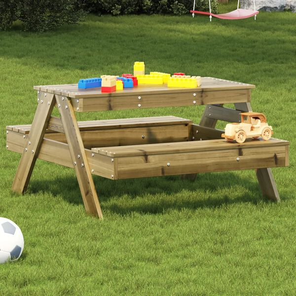 vidaXL Table de pique-nique pour enfants bois de pin impr&eacute;gn&eacute;