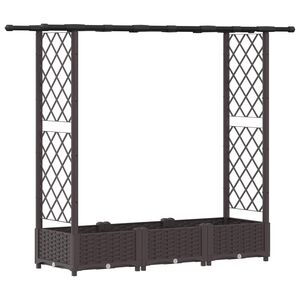 vidaXL Lit &Eacute;lev&eacute; avec Treillis et Toit Marron 164 x 40 x 121 cm PP