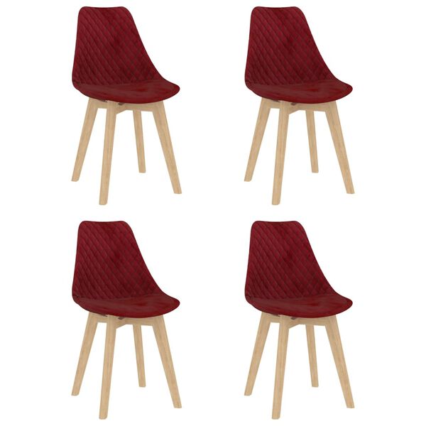 vidaXL Chaises à manger lot de 4 rouge bordeaux velours