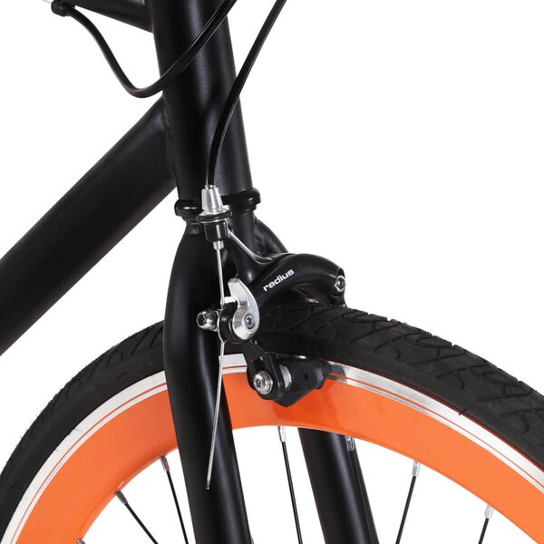 vidaXL Vélo à pignon fixe noir et orange 700c 55 cm
