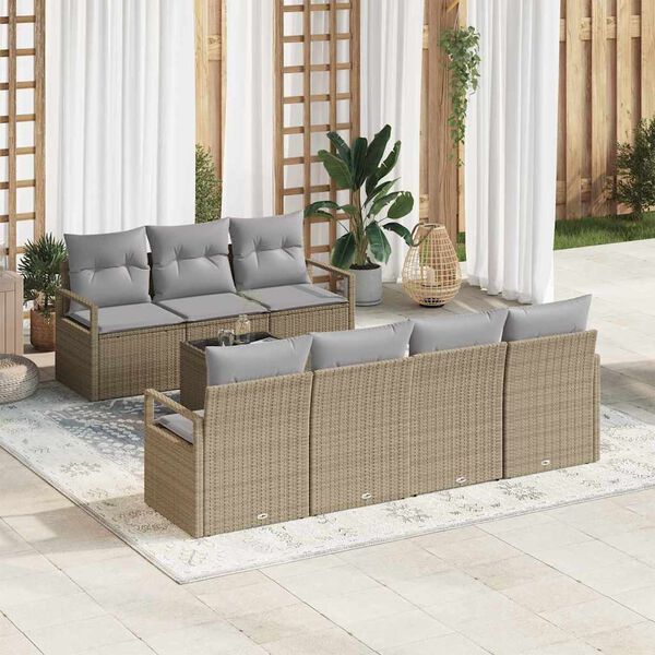 vidaXL Ensemble de canap&eacute; de jardin 8 pcs Beige, Gris 55 x 55 x 37 cm