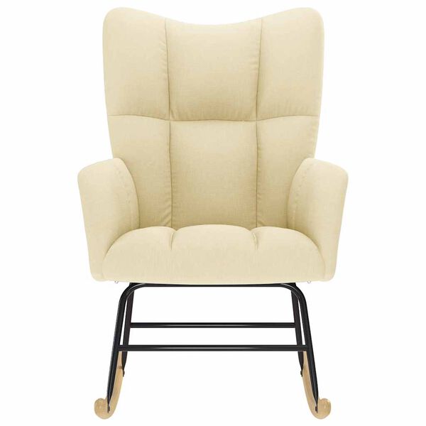 vidaXL Chaise &agrave; bascule Cr&egrave;me Tissu