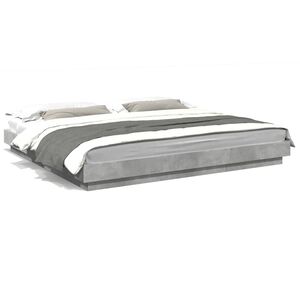 vidaXL Cadre de lit et lumi&egrave;res LED sans matelas gris b&eacute;ton 180x200 cm