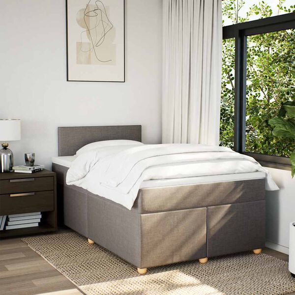 vidaXL Sommier &agrave; lattes de lit avec matelas taupe 120x190 cm tissu