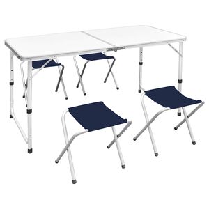 vidaXL Ensemble de table pliable de camping et 4 tabourets 120x60 cm