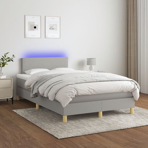 vidaXL Sommier &agrave; lattes de lit matelas LED Gris clair 120x200 cm Tissu