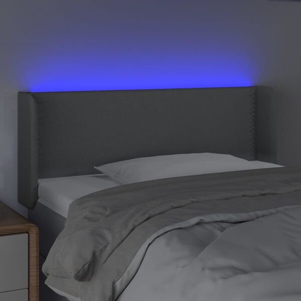 vidaXL T&ecirc;te de lit &agrave; LED Gris clair 103x16x78/88 cm Tissu