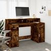 vidaXL Bureau et lumi&egrave;res LED ch&ecirc;ne fum&eacute; 140x55x91cm bois d'ing&eacute;nierie