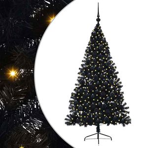 vidaXL Sapin de No&euml;l artificiel pr&eacute;-&eacute;clair&eacute; Noir 180 cm PVC