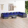 vidaXL Salon de jardin 9 pcs avec coussins R&eacute;sine tress&eacute;e Gris