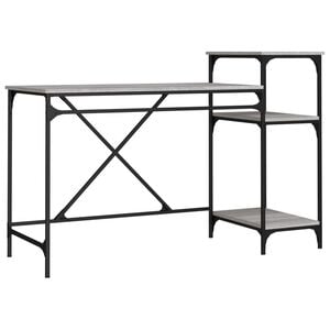 vidaXL Bureau et &eacute;tag&egrave;res sonoma gris 135x50x90 cm bois ing&eacute;nierie/fer