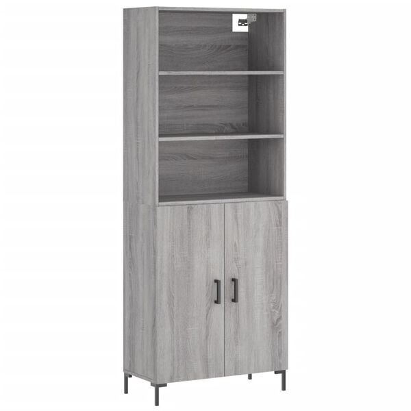 vidaXL Buffet haut Sonoma gris 69,5x34x180 cm Bois d'ing&eacute;nierie