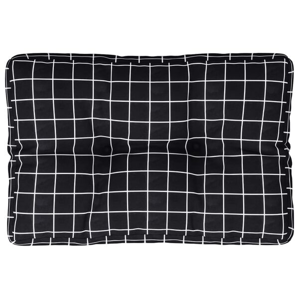 vidaXL Coussin de palette motif &agrave; carreaux noir 50x40x12 cm tissu