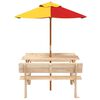 vidaXL Table de pique-nique pour 4 enfants avec parasol bois de sapin