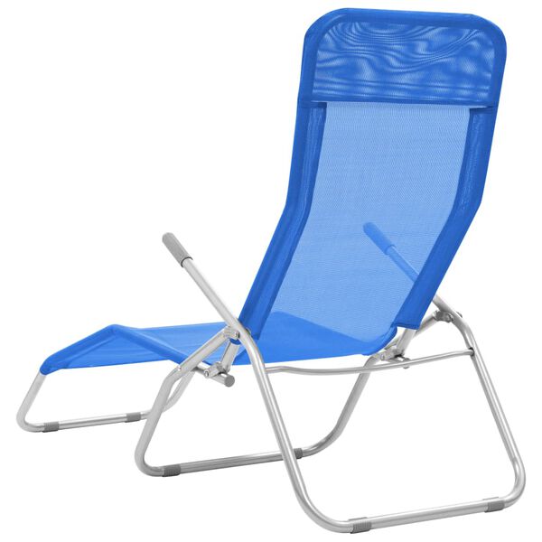 vidaXL Chaises longues pliables lot de 2 Textil&egrave;ne Bleu