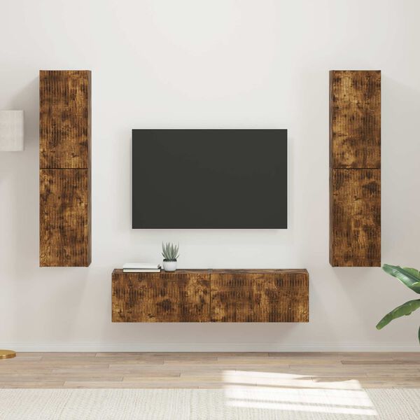 vidaXL Ensemble meuble TV 6 pcs Ch&ecirc;ne fum&eacute; Bois d'ing&eacute;nierie