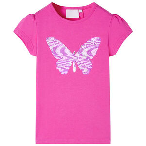 T-shirt pour enfants &agrave; mancherons rose fonc&eacute; 104