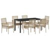 vidaXL Ensemble de salle &agrave; manger pour jardin 7 pcs Beige polyrotin