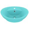 vidaXL Lavabo ovale &agrave; trop-plein Vert clair mat 58,5x39 cm C&eacute;ramique