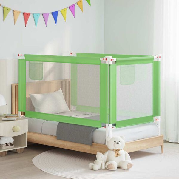 vidaXL Barri&egrave;re de s&eacute;curit&eacute; de lit d'enfant Vert 150x25 cm Tissu