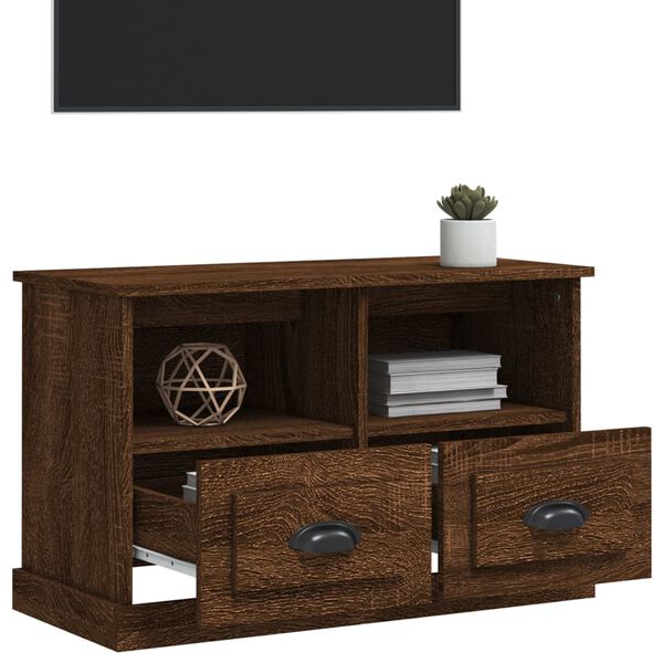 vidaXL Meuble TV ch&ecirc;ne marron 80x35x50 cm bois d'ing&eacute;nierie