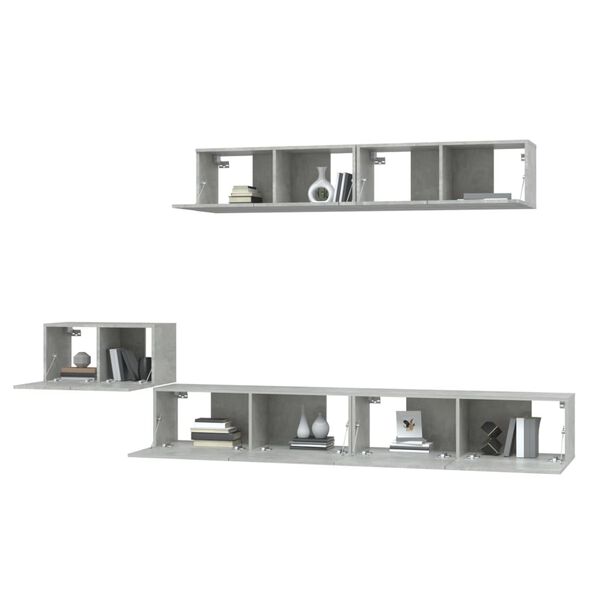 vidaXL Ensemble de meubles TV 5 pcs Gris b&eacute;ton Bois d'ing&eacute;nierie