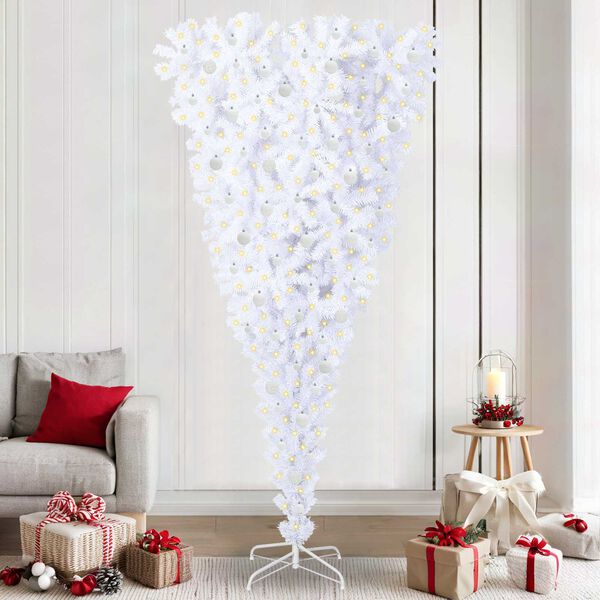 vidaXL Sapin de No&euml;l artificiel avec 300 LED Blanc 240 cm PVC et Acier