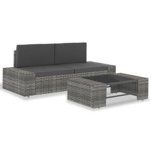 vidaXL Salon de jardin 3 pcs R&eacute;sine tress&eacute;e Gris