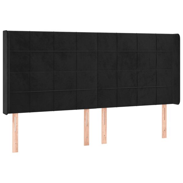 vidaXL T&ecirc;te de lit &agrave; LED Noir 163x16x118/128 cm Velours