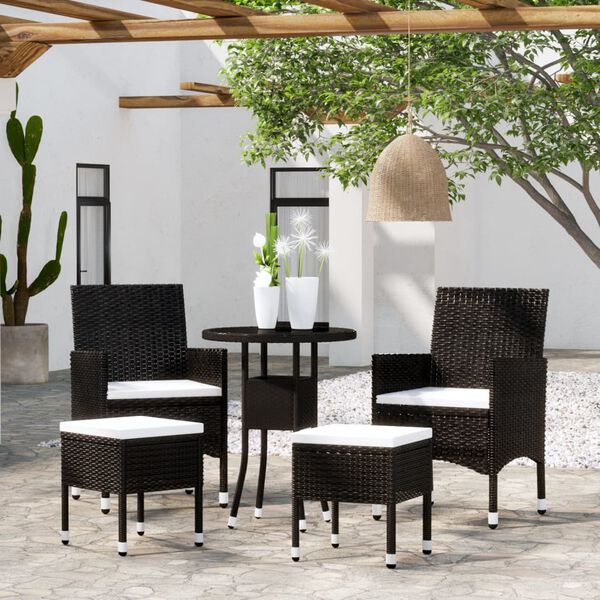 vidaXL Salon de jardin 5 pcs R&eacute;sine tress&eacute;e Noir