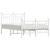 vidaXL Cadre de lit m&eacute;tal sans matelas et pied de lit blanc 135x190 cm