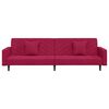 vidaXL Canap&eacute;-lit &agrave; 2 places et deux oreillers Rouge bordeaux Velours