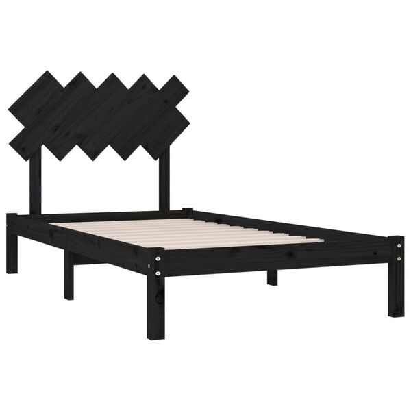 vidaXL Cadre de lit sans matelas noir 100x200 cm bois massif