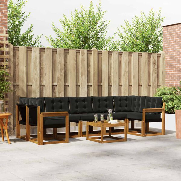 vidaXL Ensemble de canap&eacute;s d'ext&eacute;rieur 8 pcs Naturel et Noir