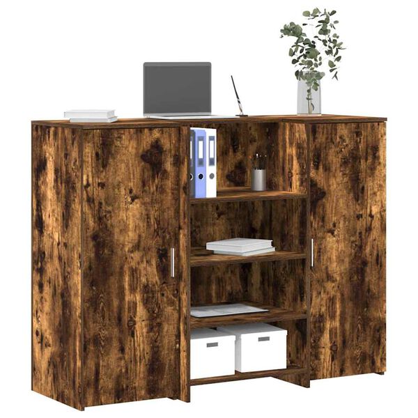 vidaXL Bureau de r&eacute;ception ch&ecirc;ne fum&eacute; 135x50x103,5cm bois d'ing&eacute;nierie