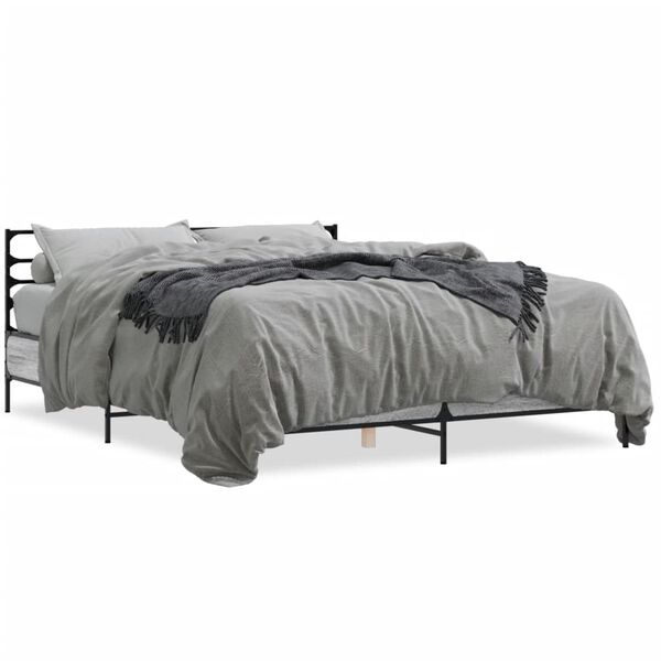 vidaXL Cadre de lit sans matelas sonoma gris 150x200 cm