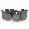 vidaXL Ensemble &agrave; manger de jardin coussins 9pcs R&eacute;sine tress&eacute;e Gris
