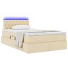 vidaXL Lit avec rangement et LED avec matelas Cr&egrave;me 120 x 200 cm tissu