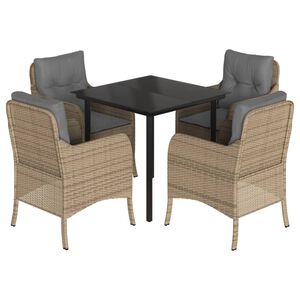 vidaXL Ensemble &agrave; manger de jardin avec coussins 5pcs Beige poly rotin