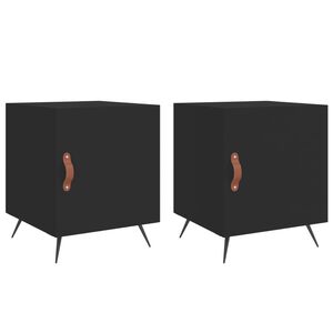vidaXL Tables de chevet 2 pcs noir 40x40x50 cm bois d&rsquo;ing&eacute;nierie
