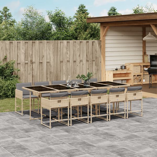 vidaXL Ensemble &agrave; manger de jardin et coussins 11 pcs m&eacute;lange beige